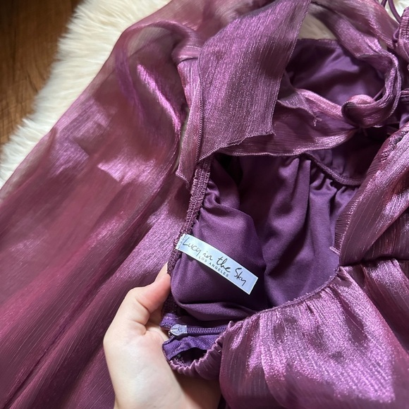 LUCY IN THE SKY Crinkle Long Sleeve Babydoll Mini Dress - Picture 6 of 7